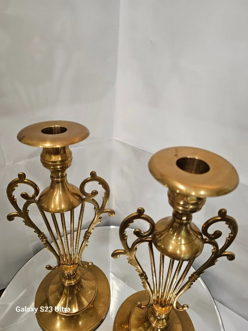 Pair of Large Vintage Brass Candle Stick Holders